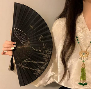 Веер ручной черный Бамбук Киев - изображение 1