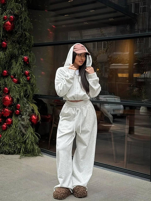 Женский стильный повседневный оверсайз костюм двойка трехнитка петля Меланж Одесса - изображение 4