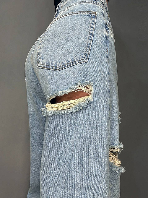 Джинси жіночі Its Basic 3311-1 super baggy широкі рвані блакитні, блакитний, 40, 40, 82 см, 112 см Київ - фото 10