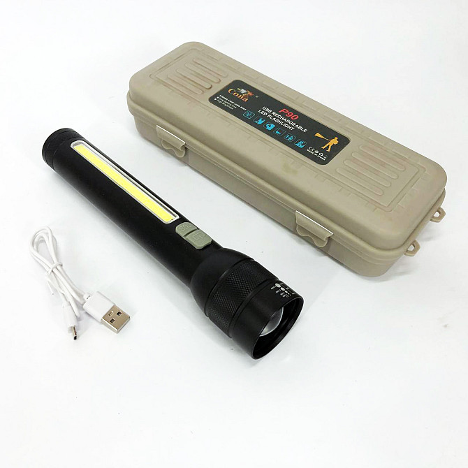 Портативный LED фонарь на батарее CB-C23-P90+COB, Усиленный ручной фонарик, Мощные фонарики CQ-59 Львов - изображение 4