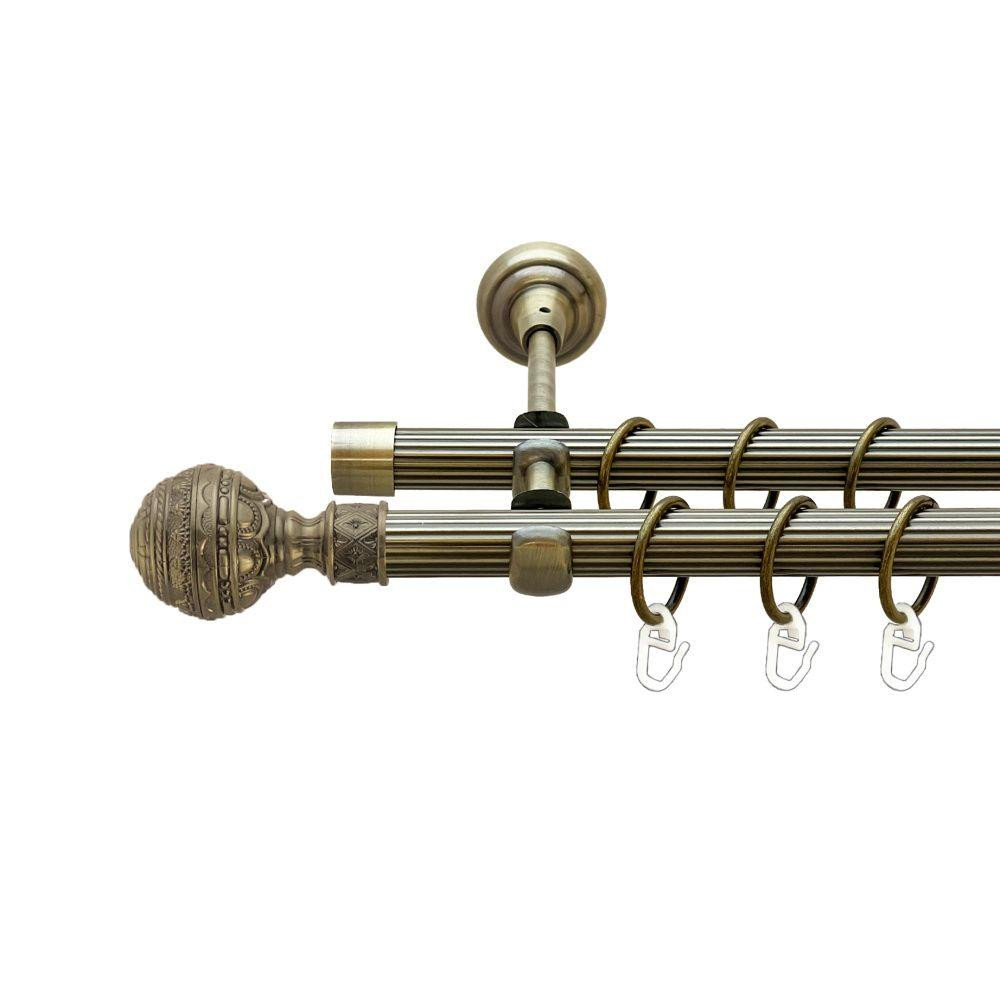 Карниз Orvit Арабеска металевий дворядний відкритий рифлена труба кільце металеве Антик 19\19 мм 160 см Львов - изображение 1