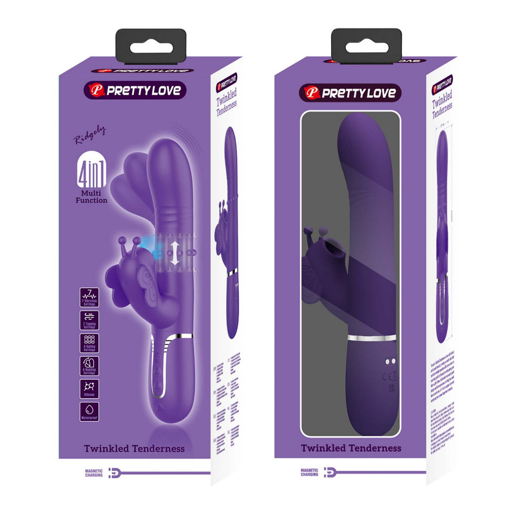 Вібратор-кролик PRETTY LOVE Twinkled Tenderness Purple, силікон, фіолетовий, подвійна стимуляція Sex Aura Київ - фото 3