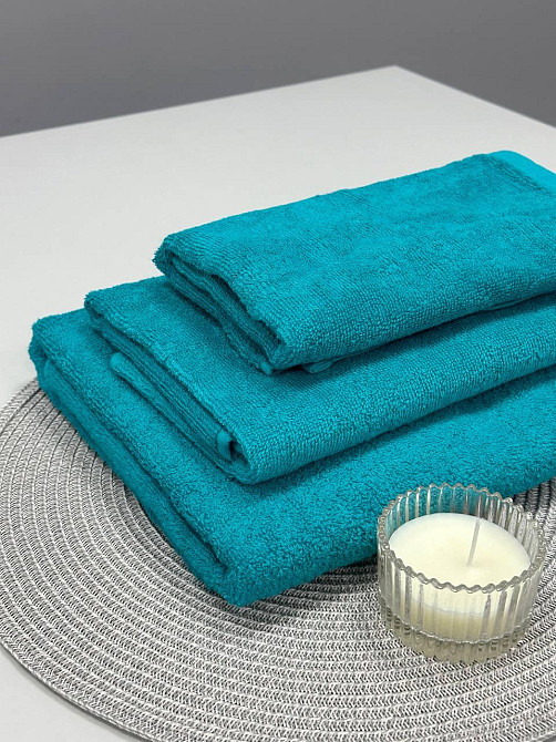 Рушник однотонний Ideal Textile 50х90 см 400 г/м2 бірюзовий (56860990) Чернівці - фото 7