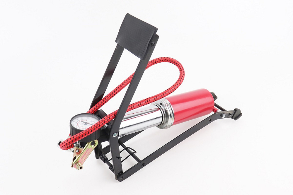 Насос ножний для шин однопоршневий 290*90мм "великий, шток товстий" червоний Київ - фото 2