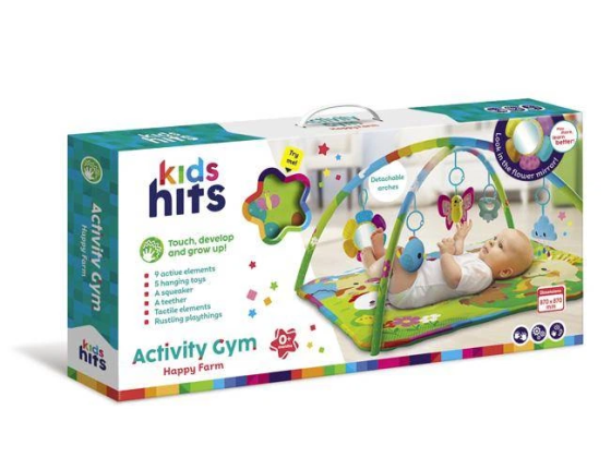 Игровой развивающий коврик Kids Hits KH06/007 87×87 см с дугами, 5 подвесными игрушками и зеркальцем, с рождения Киев