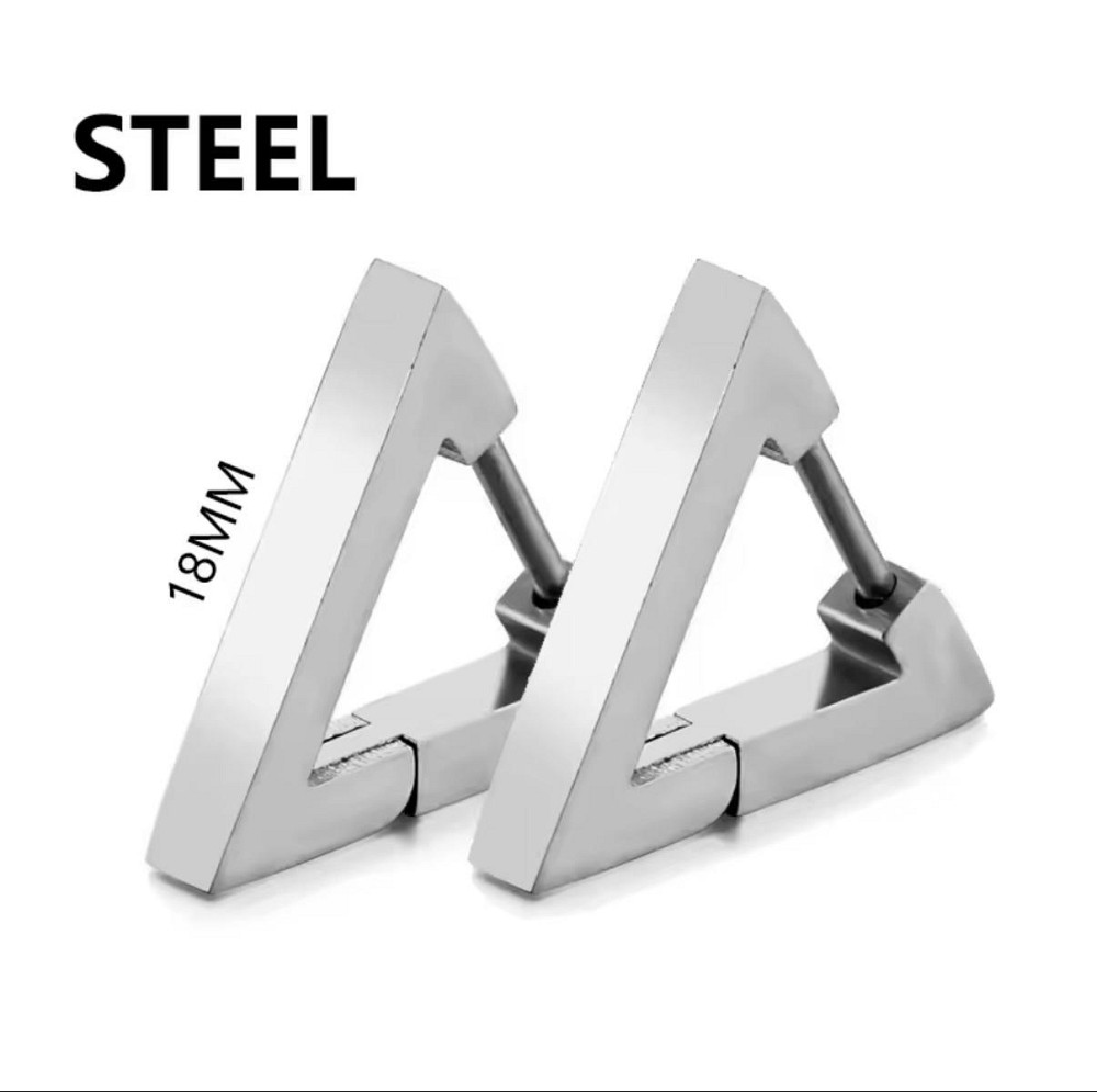 Мужские серьги-треугольники из стали, 2 шт, серебристый цвет Киев - изображение 5