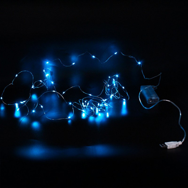 Xmas гирлянд 50 Led 5M (Copper) на медной проволоке (Капля росы) B BLUE работает от батареек+USB 7745 Одесса - изображение 1