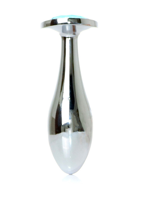 Анальная металлическая пробка Plug-Jewellery Silver PLUG-Light Blue L Sex Aura Киев - изображение 7