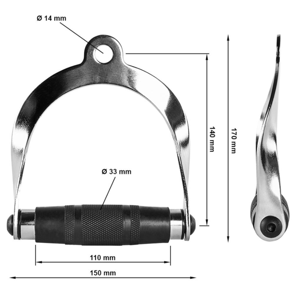 Ручка York Fitness для тяги з гумовою рукояткою, хром Киев - изображение 4