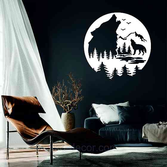 Декоративное настенное Панно «Волк», Декор на стену 70*70 см, Белый Киев