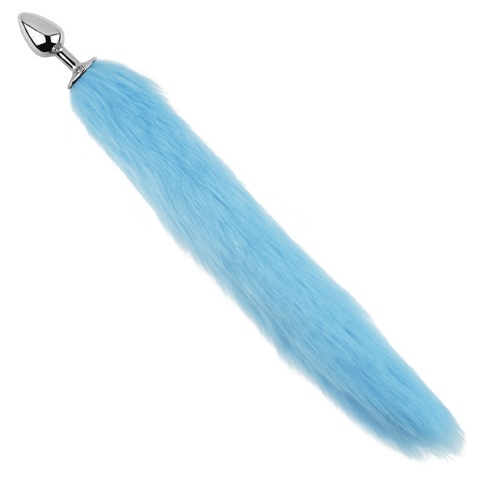 Анальна пробка з хвостом EGZO - Fox Tail Silver Plug Blue, size S Sex Aura Київ - фото 2