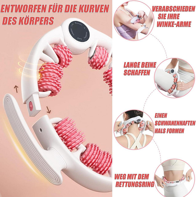 Масажер-ролер DINYOAN Muscle Therapy для ніг і тіла чорний 14 роликів 980 зубчиків 180° регульований знімні ручки антицелюлітний Київ - фото 6