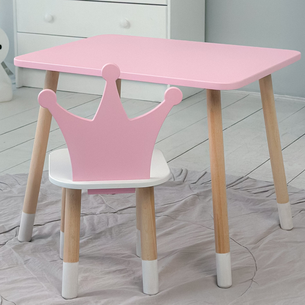 Дитячий  прямокутний стіл і стільчик корона з білим сидінням. Столик рожевий дитячий Київ - фото 4