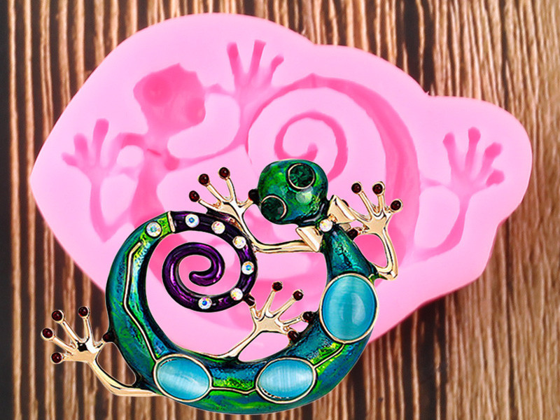 Молд силиконовый Ящерица 64 на 47 мм розовый Киев - изображение 5