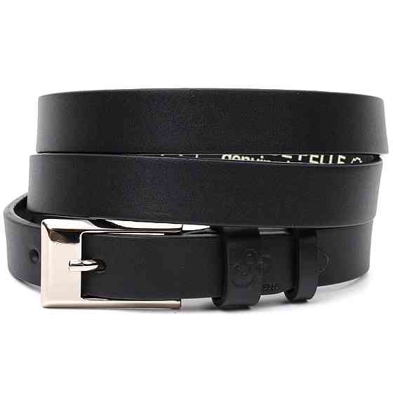 Тонкий жіночий ремінь із натуральної шкіри GRANDE PELLE 11673 Чорний Київ