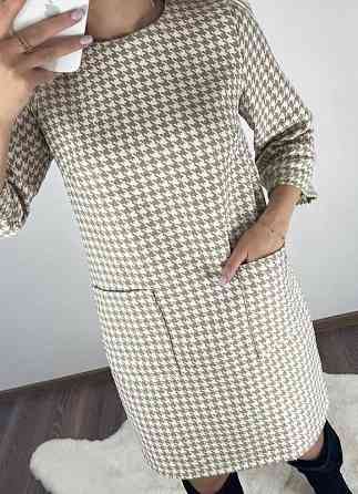 Платье с принтом в гусиную лапку Rosemary батал 50-52, Бежевый Киев