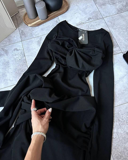 Жіноча стильна романтична сукня крепдайвінг Чорна, 46/48 Одеса - фото 3