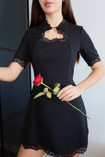 Жіноча романтична міні сукня креп дайвінг + мереживо Одеса - фото 7