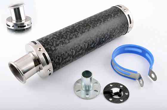 Глушник (тюнінг) 300 * 90mm, кріп. Ø48mm (нержавіюча сталь, мармур чорний, прямоток, тип:1) Київ