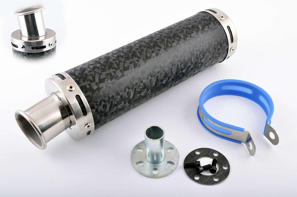 Глушник (тюнінг) 300 * 90mm, кріп. Ø48mm (нержавіюча сталь, мармур чорний, прямоток, тип:1) Київ - фото 1