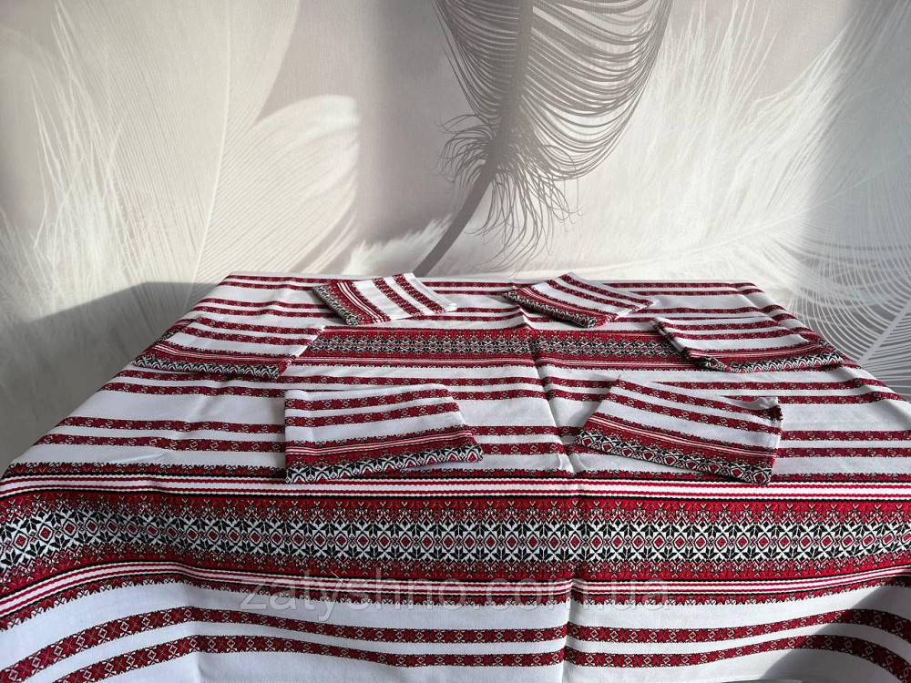 Красива вишита скатертина з серветками Київ - фото 7