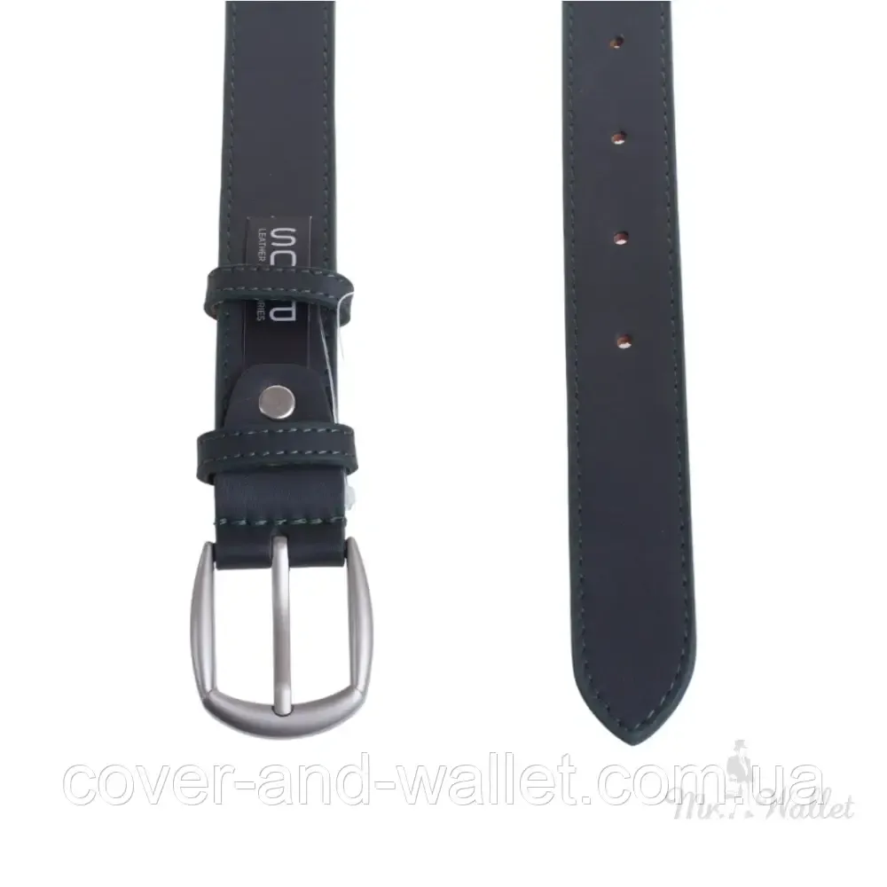 Стильний жіночий ремінь із натуральної шкіри зеленого кольору 35мм PS Leather Київ - фото 3