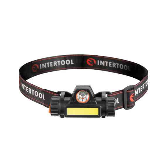 Фонарь налобный аккумуляторный, XPE + COB, 125 лм, магнит INTERTOOL LB-0309 Киев