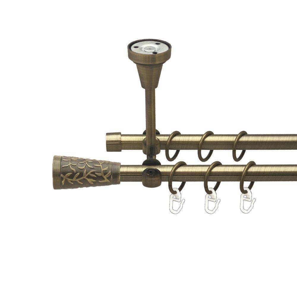 Карниз Orvit Севілія металевий дворядний відкритий до стелі гладка труба кільце металеве Антик 16\16 мм 200 см (00-00016952) Львів - фото 1