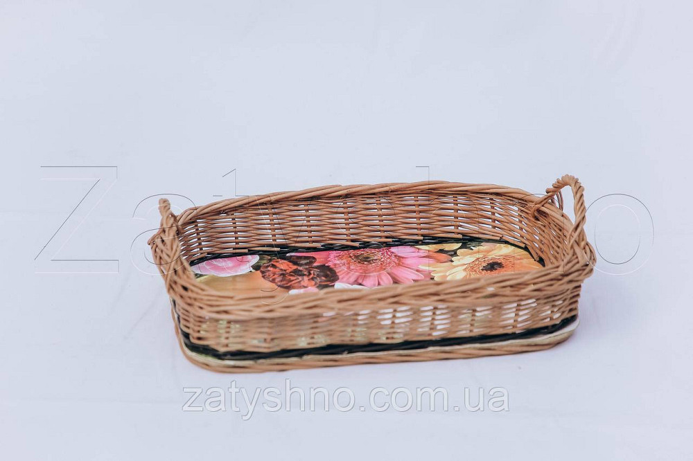 Таця з лози для фруктів| таця з лози з ручками | піднос плетений Київ - фото 3
