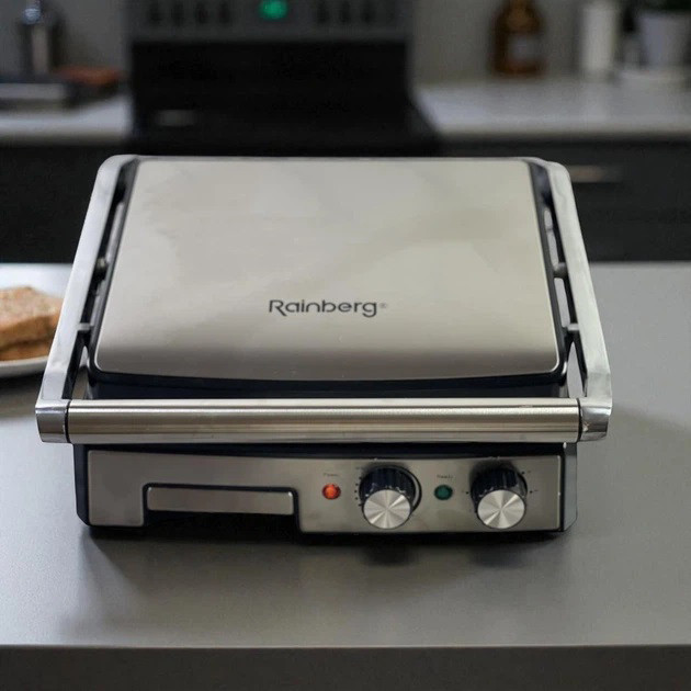Гриль апарат електричний Rainberg, Складаний електричний гриль притискний притискний рифлений JO-14 Івано-Франківськ - фото 3