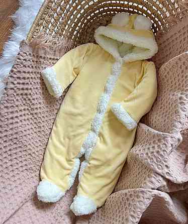 Чоловічок "Ведмедик" з капюшоном велюр, махра зріст 68 см (3 – 6 місяців) Betis Жовтий Кривий Ріг