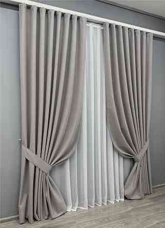 Комплект готових штор VR-Textil Блекаут двосторонній ASHEN NIGHT № 1848ш Кавово-сірий 150х270 см 2 шт (33-0889) Київ