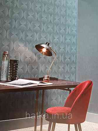 Шпалери вінілові на флізелін BN International 219744 Finesse геометрія коло півколо точки блакитні на синьому Київ