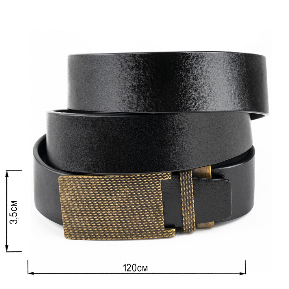 Ремінь чоловічий з латунною пряжкою Чорний (Vintage) Київ - фото 1