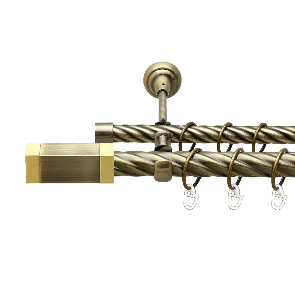 Карниз Orvit Квадро металевий дворядний відкритий скручена труба кільце металеве Антик 25\19 мм 300 см (00-00019197) Львів - фото 1