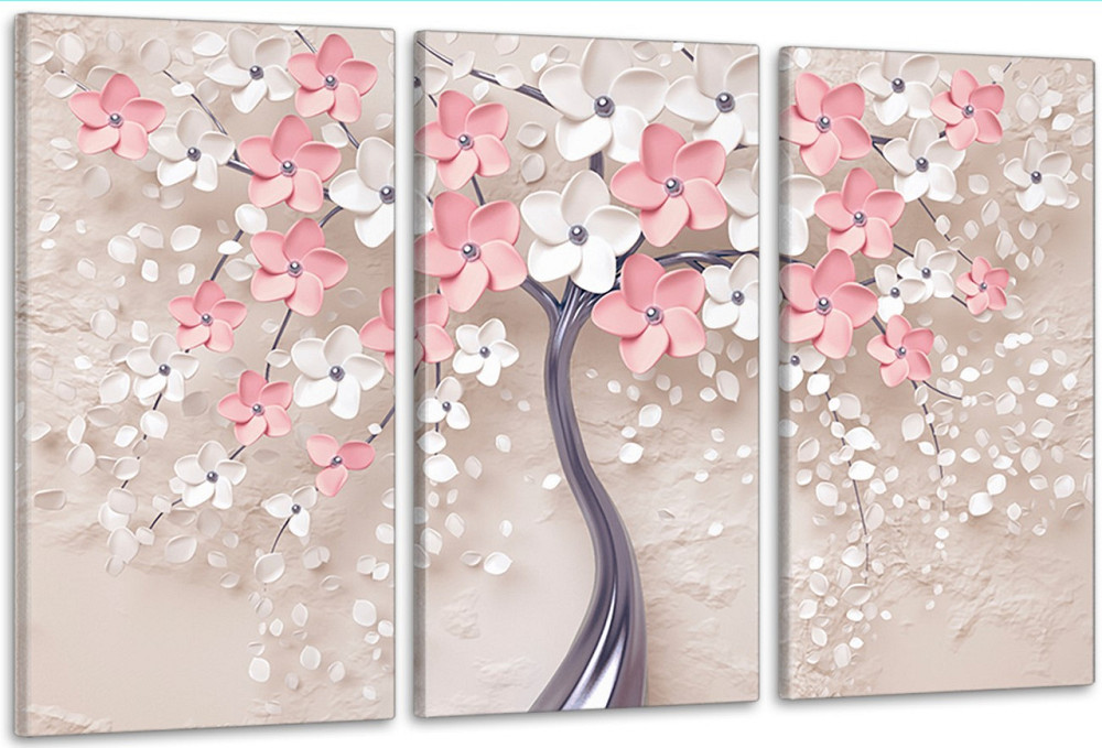 Модульна картина у вітальню/ спальню Дерево в квітах       ART-188_3A 70х130 см Київ - фото 1