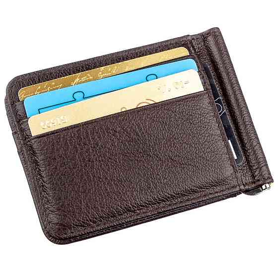 Стильний чоловічий Затискач Коричневий (ST Leather) Київ