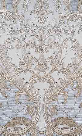 Шпалери вінілові на флізеліні AdaWall Signature1.06х10 вензелю завитки структурні золотисті на сірому Київ