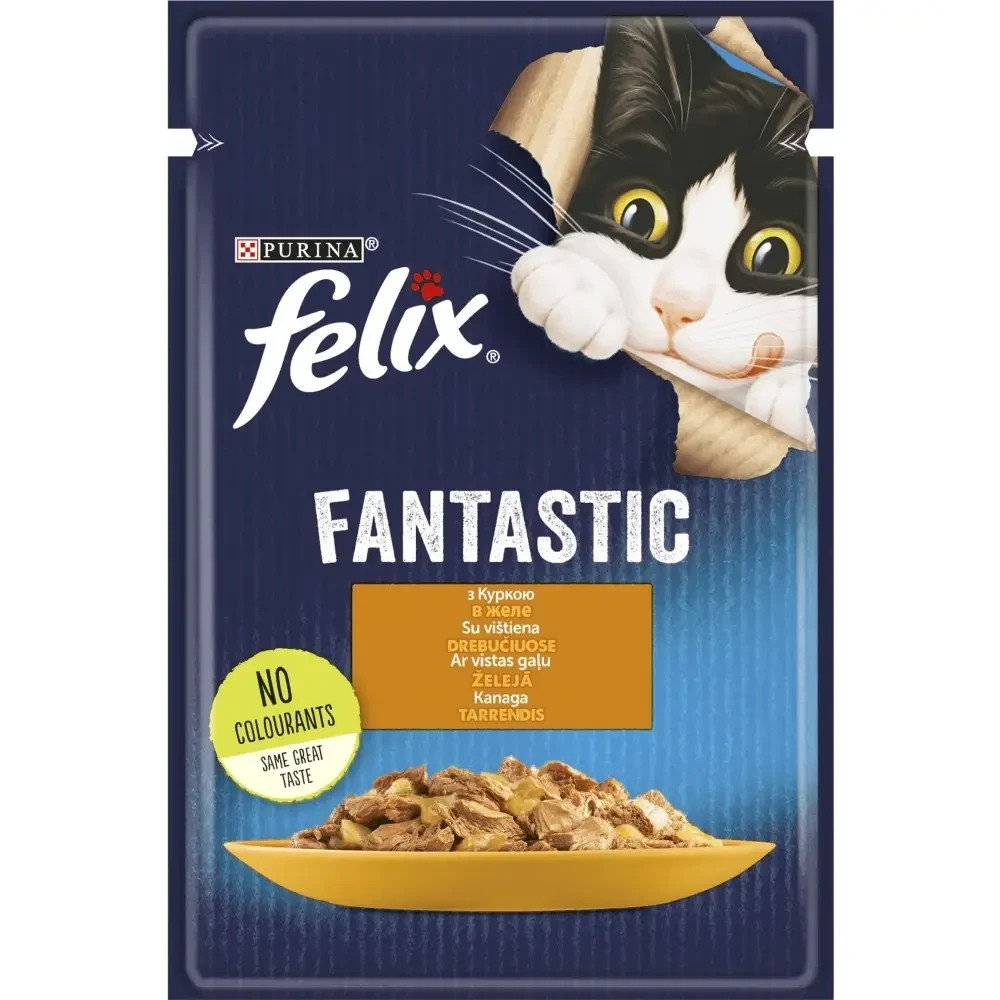 Влажный корм FELIX Fantastic для взрослых кошек, кусочки в желе, с курицей, 85 г Киев - изображение 1