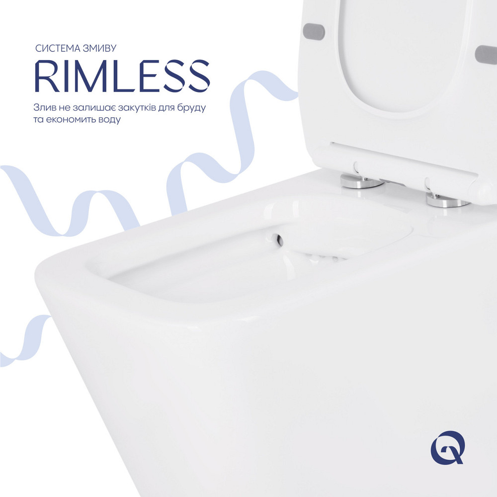 Унітаз-компакт Qtap Crow безобідковий із сидінням Soft-close QT05222170W Київ - фото 6