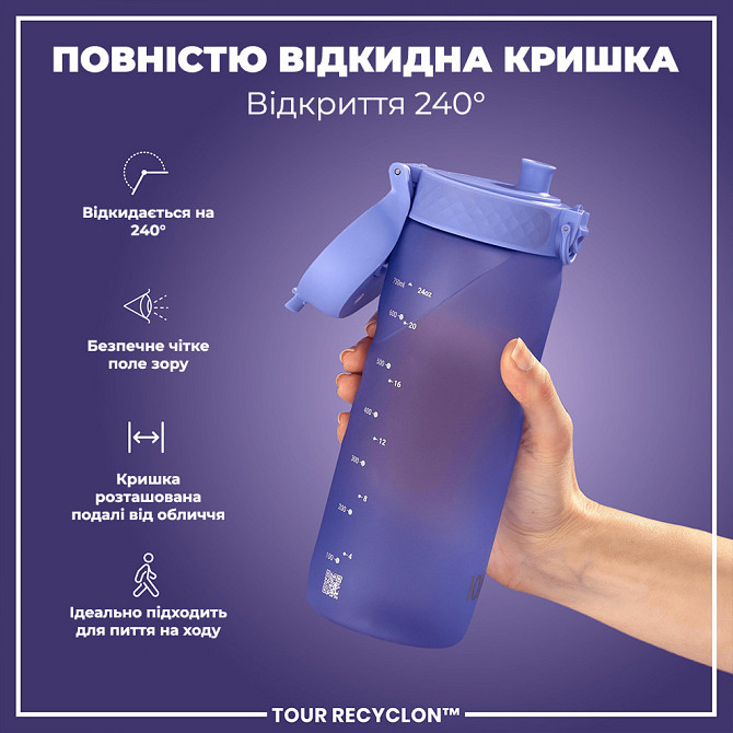 Пляшка для води ION8 750 мл. (ЕКО пляшка) BPA Free, Light Purple Кам'янське - фото 3