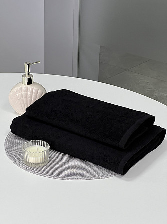 Полотенце махровое Ideal Textile 50х90 см плотное с коротким ворсом 450 г/м2 Черный Черновцы - изображение 5