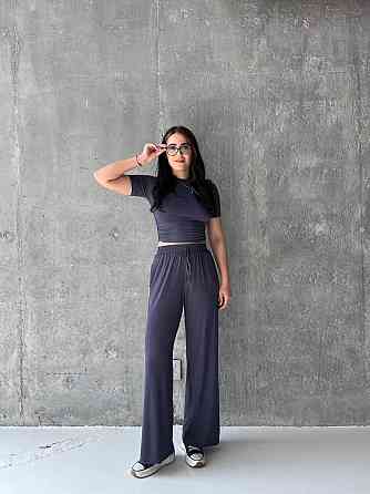 Женский прогулочный костюм двойка: футболка и штаны вискоза 44/46, Графит Одесса