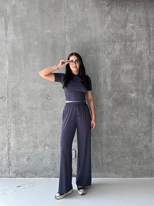 Женский прогулочный костюм двойка: футболка и штаны вискоза 44/46, Графит Одесса - изображение 3