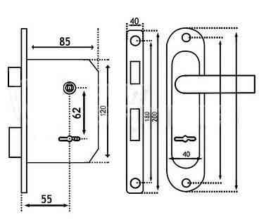 Замок врізний Тандем ЗВ=9Н-1П мідь Харків