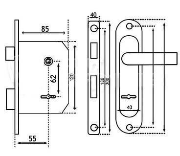 Замок врізний Тандем ЗВ=9Н-1П мідь Харків - фото 3