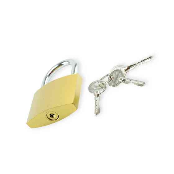 Замок навісний "дужка" 60 мм, хрестоподібний ключ 3 шт, жовтий Мукачево