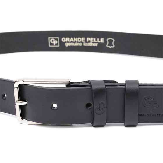 Классический брючный ремень для мужчин из натуральной кожи GRANDE PELLE 11676 Черный Киев