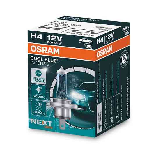 Osram 64193CBN Cool Blue Intense H4 – Стильна галогенна лампа з ксеноновим ефектом (12V, 60/55W) Ковель