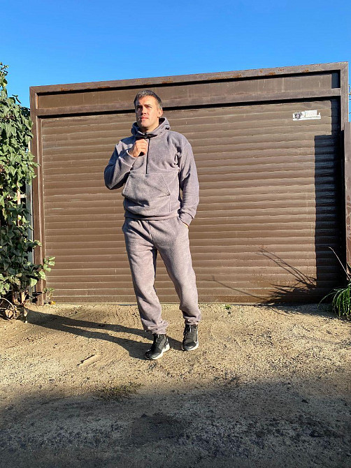 Чоловічий теплий костюм-двійка: кофта та штани двосторонній фліс Полар Графіт, 48/50 Одеса - фото 1